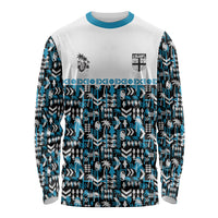 Fiji Bati Long Sleeve Shirt Bati Island Warrior Geometry LT9 Unisex Blue - Polynesian Pride
