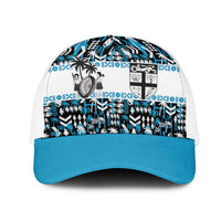 Fiji Bati Mesh Trucker Cap Bati Island Warrior Geometry LT9 One Size White Blue - Polynesian Pride