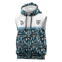 Fiji Bati Sleeveless Hoodie Bati Island Warrior Geometry LT9 Blue - Polynesian Pride