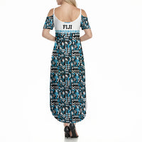 Fiji Bati Summer Maxi Dress Bati Island Warrior Geometry LT9 - Polynesian Pride