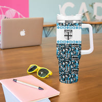 Fiji Bati Tumbler With Handle Bati Island Warrior Geometry LT9 - Polynesian Pride