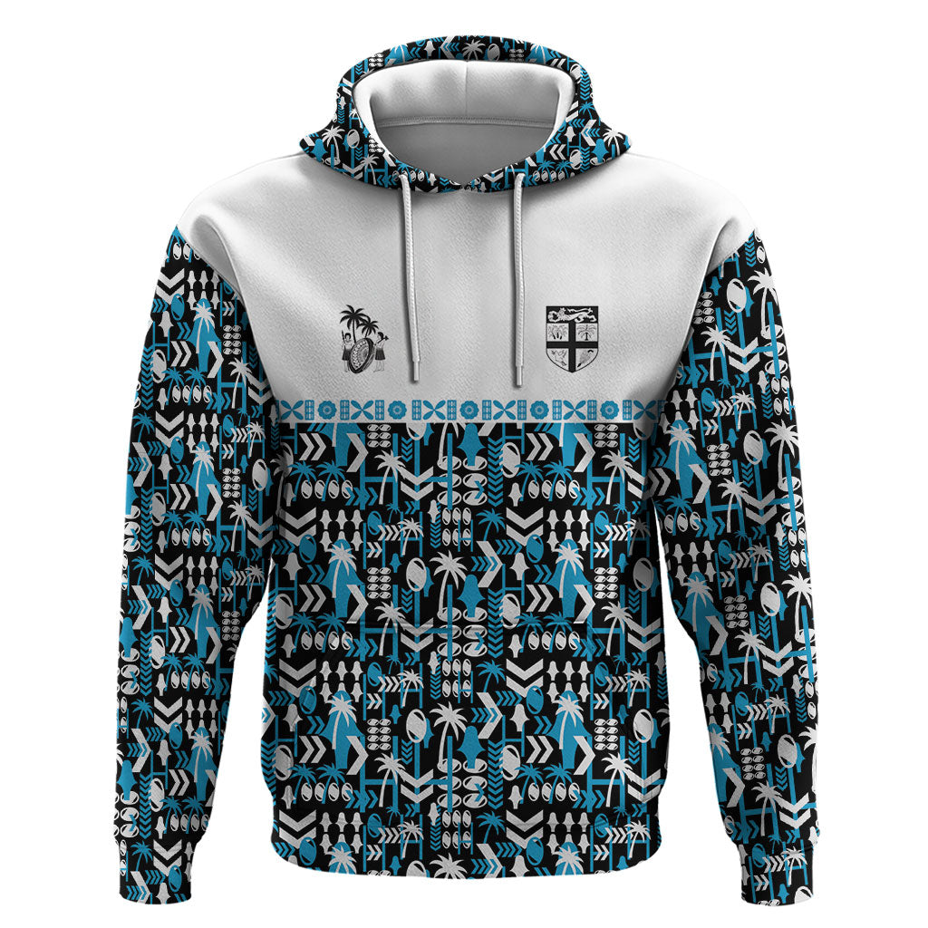 Fiji Bati Zip Hoodie Bati Island Warrior Geometry LT9 Pullover Hoodie Blue - Polynesian Pride