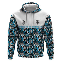 Fiji Bati Zip Hoodie Bati Island Warrior Geometry LT9 Pullover Hoodie Blue - Polynesian Pride