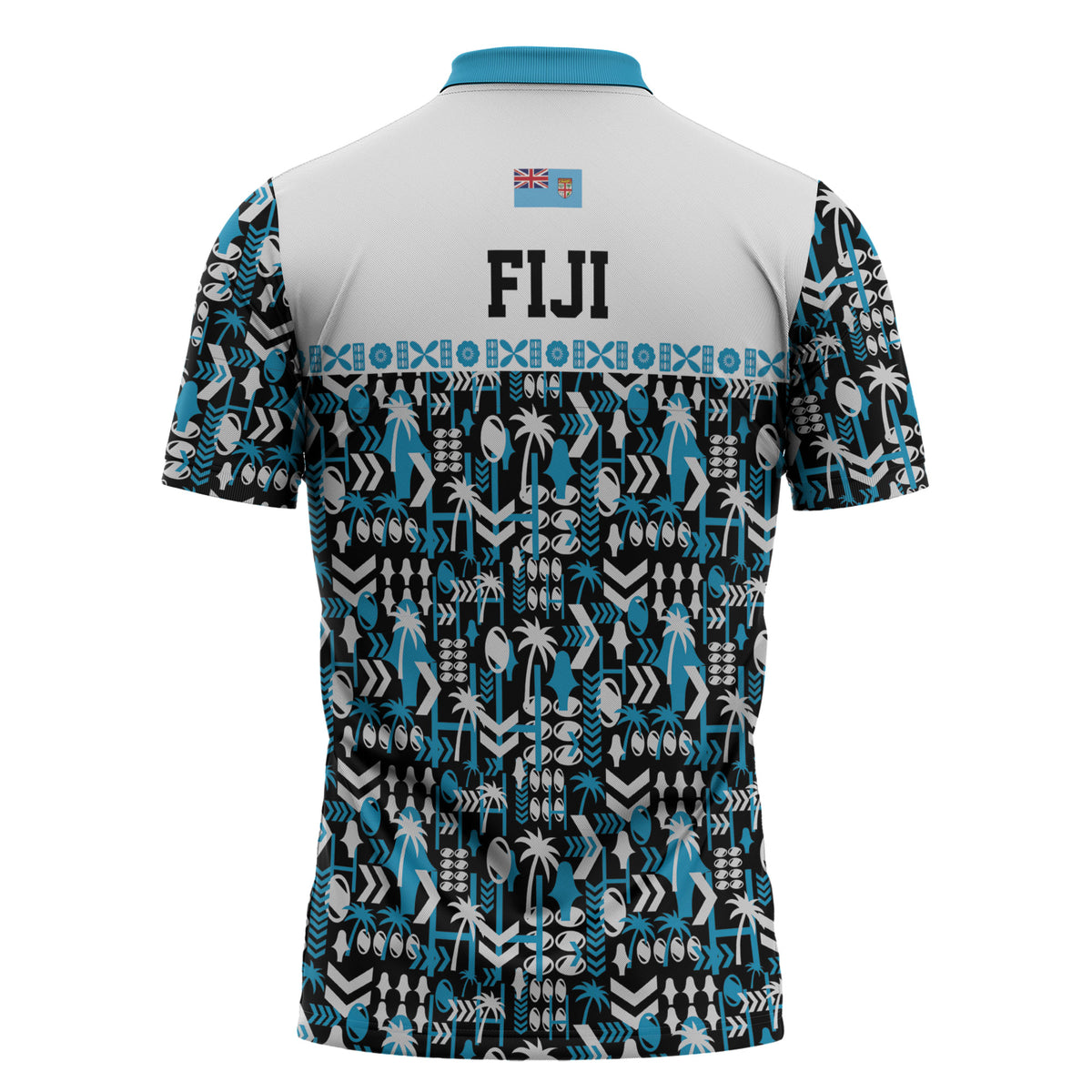 Fiji Bati Zipper Polo Shirt Bati Island Warrior Geometry LT9 - Polynesian Pride