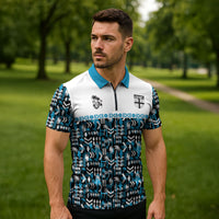 Fiji Bati Zipper Polo Shirt Bati Island Warrior Geometry LT9 - Polynesian Pride