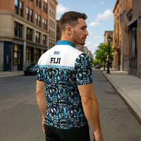 Fiji Bati Zipper Polo Shirt Bati Island Warrior Geometry LT9 - Polynesian Pride
