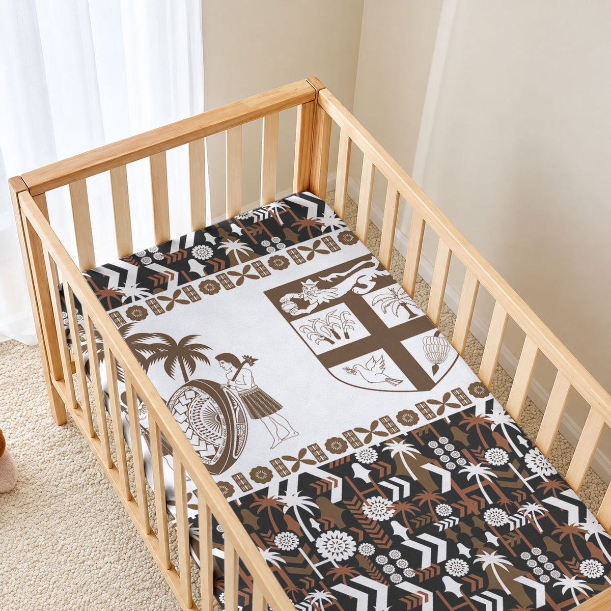 Fiji Bati Baby Bed Cover Masi-inspired Tapa Pattern LT9 - Polynesian Pride