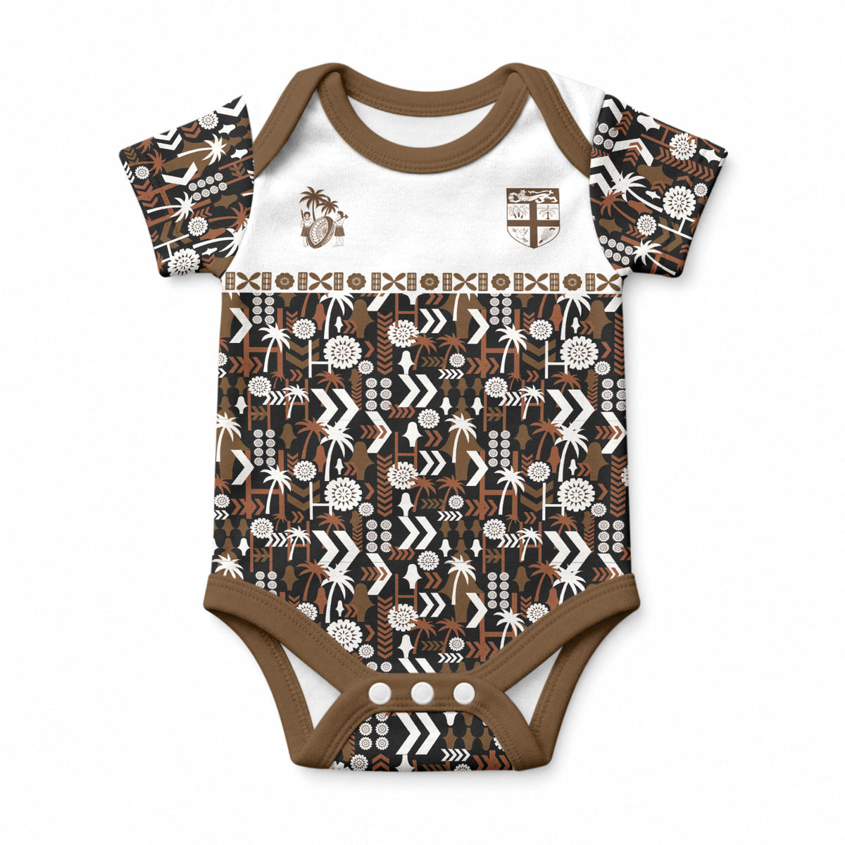 Fiji Bati Baby Onesie Masi-inspired Tapa Pattern