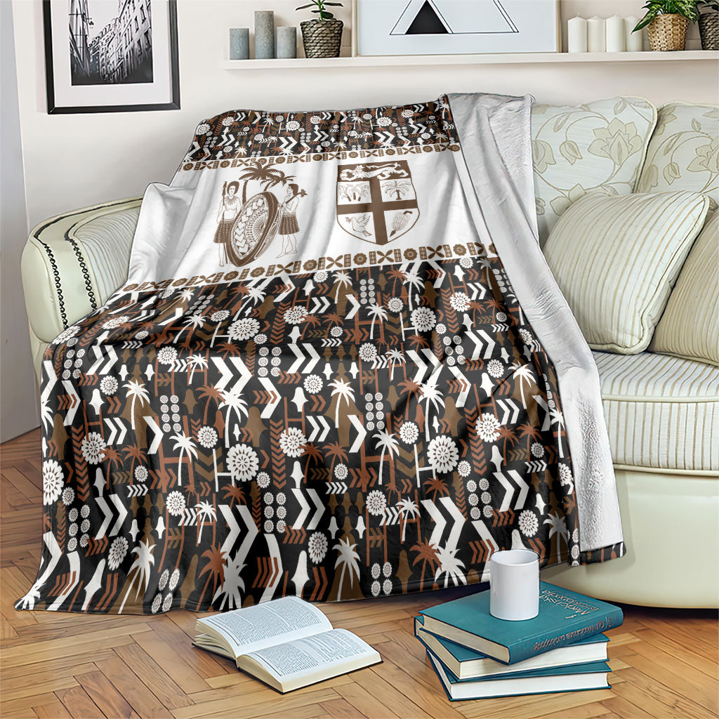 Fiji Bati Blanket Masi-inspired Tapa Pattern LT9 Brown - Polynesian Pride