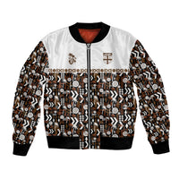 Fiji Bati Bomber Jacket Masi-inspired Tapa Pattern LT9 Unisex Brown - Polynesian Pride