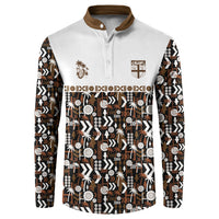 Fiji Bati Button Sweatshirt Masi-inspired Tapa Pattern LT9 Brown - Polynesian Pride