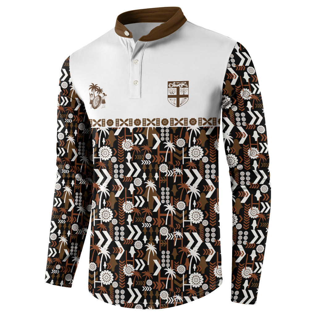 Fiji Bati Button Sweatshirt Masi-inspired Tapa Pattern LT9 - Polynesian Pride