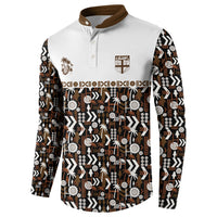 Fiji Bati Button Sweatshirt Masi-inspired Tapa Pattern LT9 - Polynesian Pride
