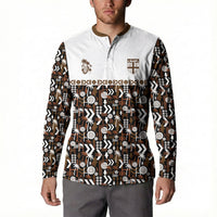 Fiji Bati Button Sweatshirt Masi-inspired Tapa Pattern LT9 - Polynesian Pride
