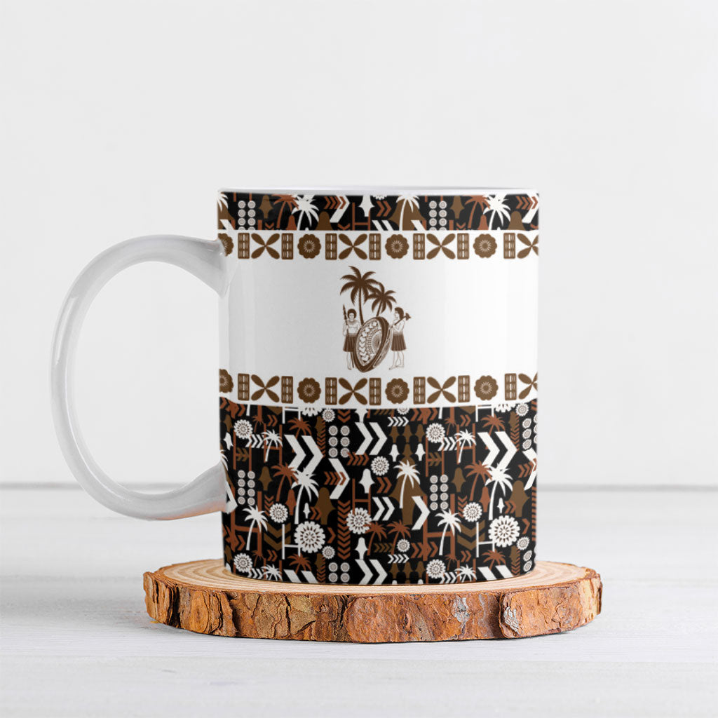 Fiji Bati Ceramic Mug Masi-inspired Tapa Pattern LT9 Brown - Polynesian Pride