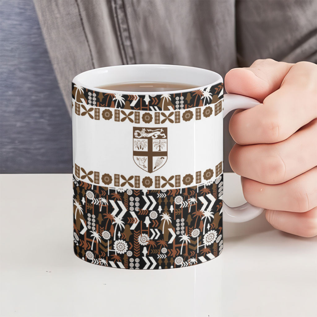 Fiji Bati Ceramic Mug Masi-inspired Tapa Pattern