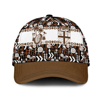 Fiji Bati Classic Cap Masi-inspired Tapa Pattern LT9 Universal Fit Brown - Polynesian Pride