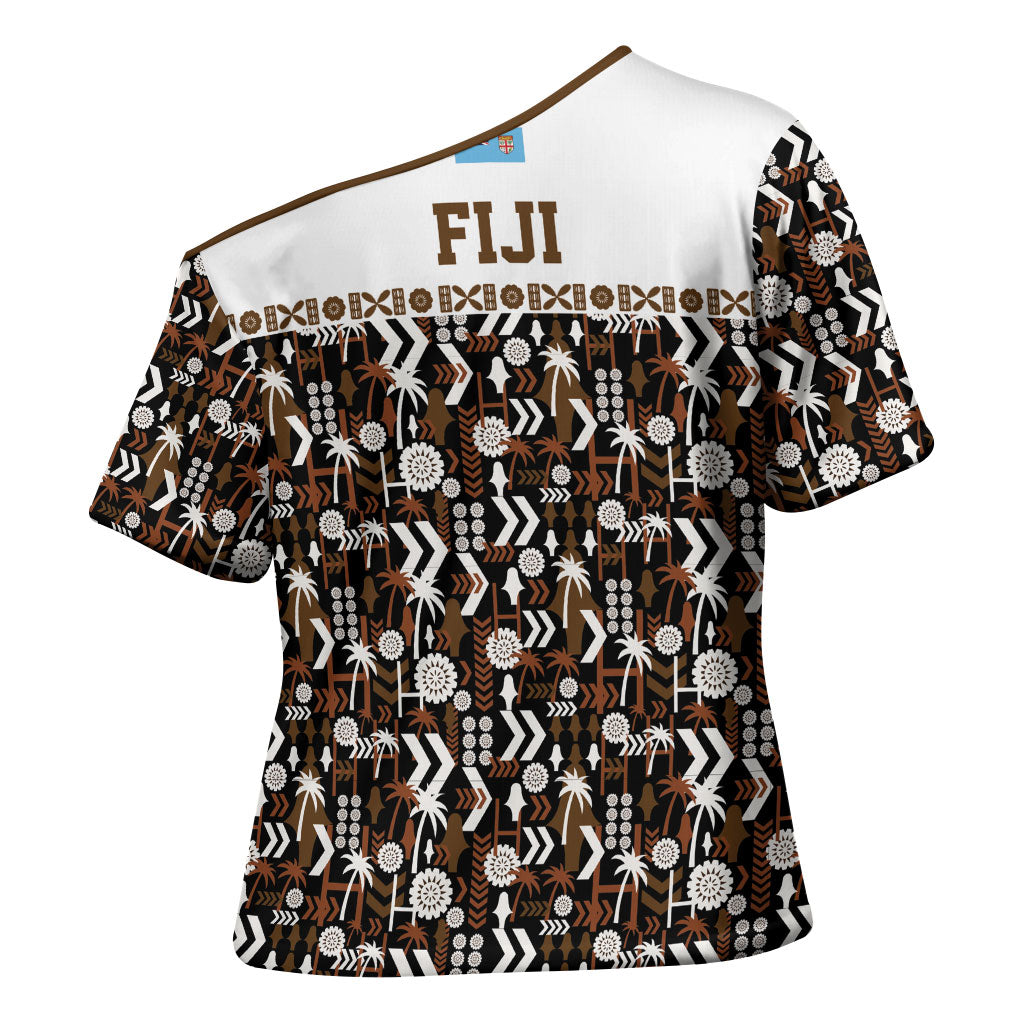 Fiji Bati Cross Shoulder Shirt Masi-inspired Tapa Pattern LT9 - Polynesian Pride