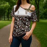 Fiji Bati Cross Shoulder Shirt Masi-inspired Tapa Pattern LT9 - Polynesian Pride
