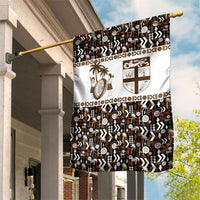 Fiji Bati Garden Flag Masi-inspired Tapa Pattern LT9 House Flag Brown - Polynesian Pride