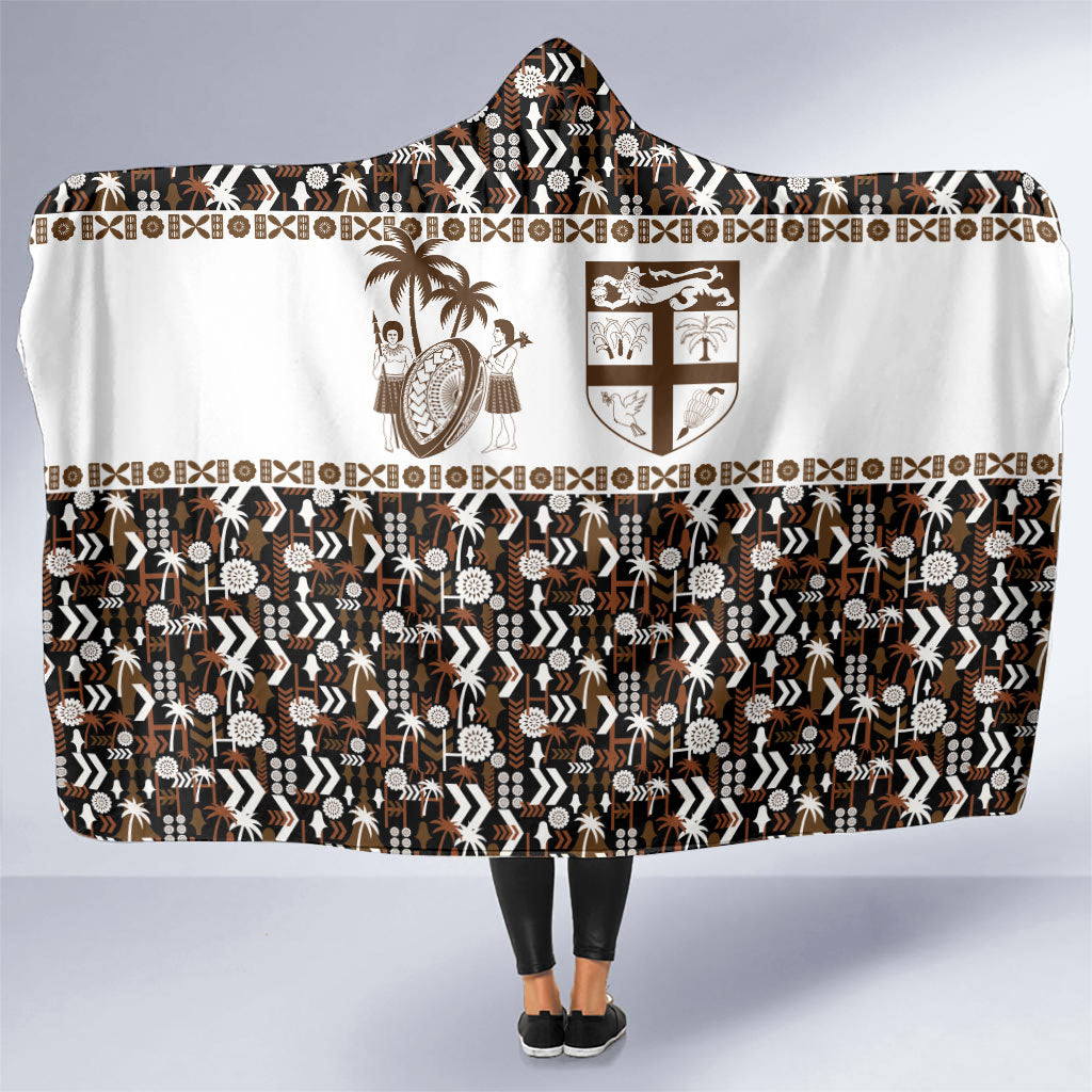 Fiji Bati Hooded Blanket Masi-inspired Tapa Pattern