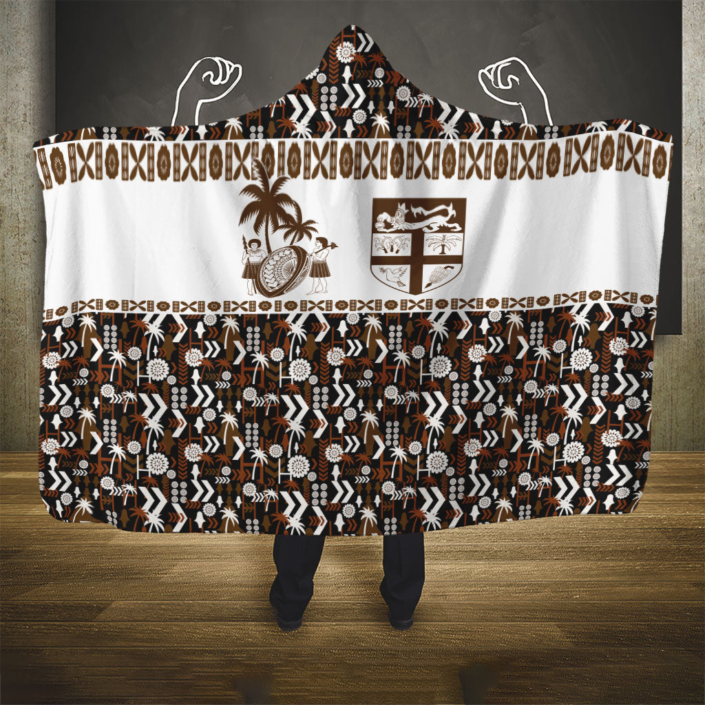 Fiji Bati Hooded Blanket Masi-inspired Tapa Pattern