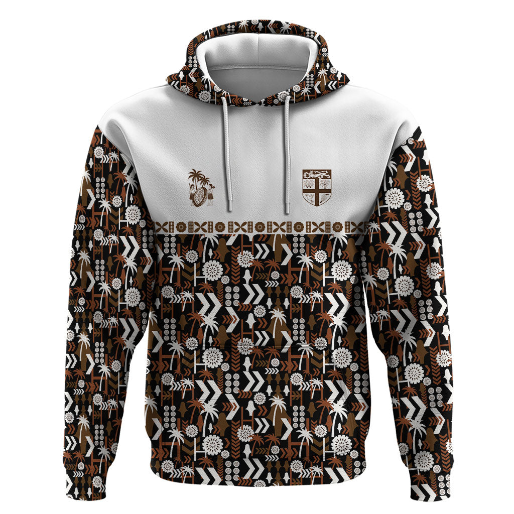 Fiji Bati Hoodie Masi-inspired Tapa Pattern LT9 Pullover Hoodie Brown - Polynesian Pride