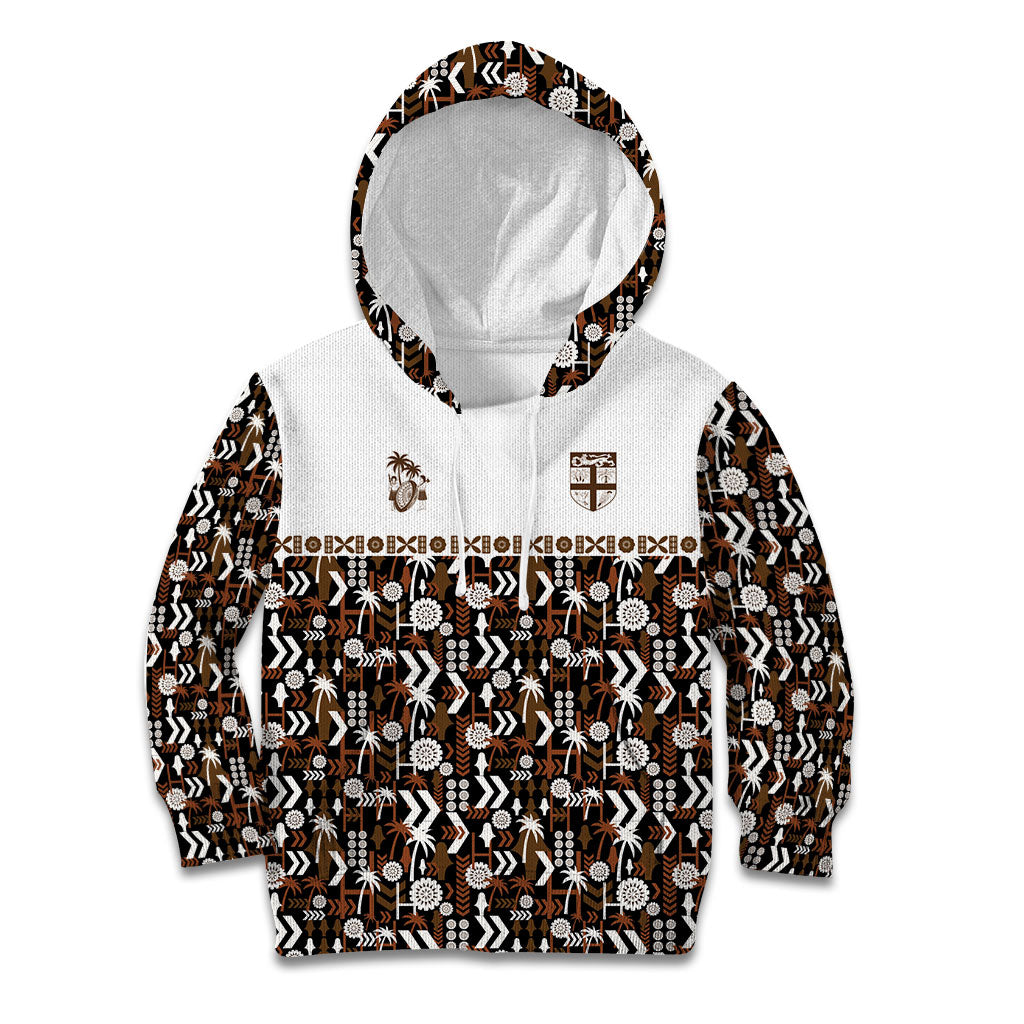 Fiji Bati Kid Hoodie Masi-inspired Tapa Pattern LT9 Hoodie Brown - Polynesian Pride