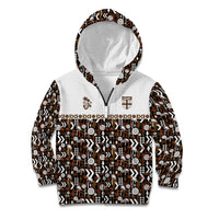 Fiji Bati Kid Hoodie Masi-inspired Tapa Pattern LT9 Zip Hoodie Brown - Polynesian Pride