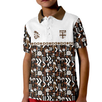 Fiji Bati Kid Polo Shirt Masi-inspired Tapa Pattern LT9 Kid Brown - Polynesian Pride