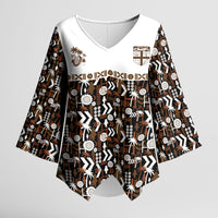 Fiji Bati Kimono Sleeve Blouse Masi-inspired Tapa Pattern
