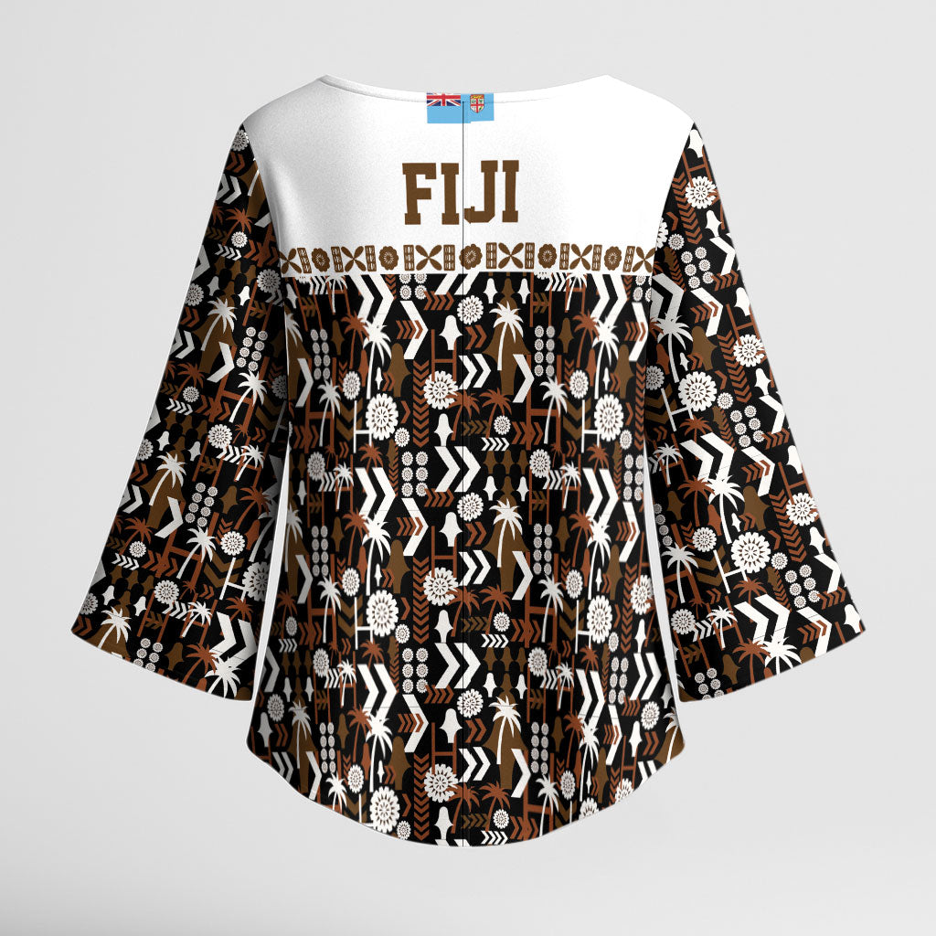 Fiji Bati Kimono Sleeve Blouse Masi-inspired Tapa Pattern