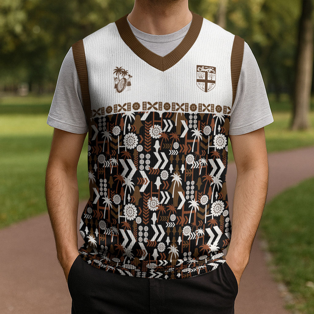 Fiji Bati Christmas Knitted V-Neck Vest Masi-inspired Tapa Pattern LT9 - Polynesian Pride