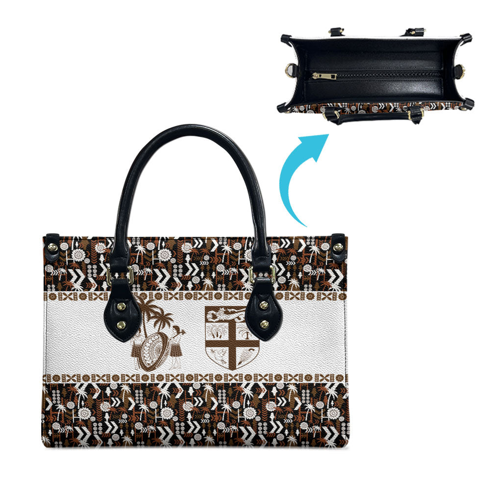 Fiji Bati Leather Bag Masi-inspired Tapa Pattern LT9 - Polynesian Pride