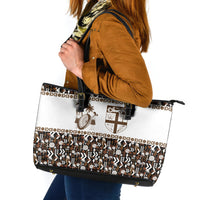 Fiji Bati Leather Tote Bag Masi-inspired Tapa Pattern