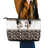 Fiji Bati Leather Tote Bag Masi-inspired Tapa Pattern