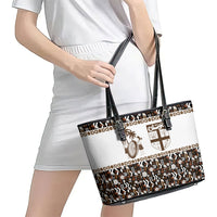 Fiji Bati Leather Tote Bag Masi-inspired Tapa Pattern