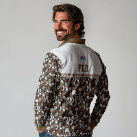 Fiji Bati Long Sleeve Polo Shirt Masi-inspired Tapa Pattern LT9 - Polynesian Pride