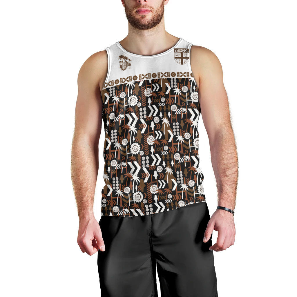 Fiji Bati Men Tank Top Masi-inspired Tapa Pattern