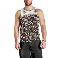 Fiji Bati Men Tank Top Masi-inspired Tapa Pattern