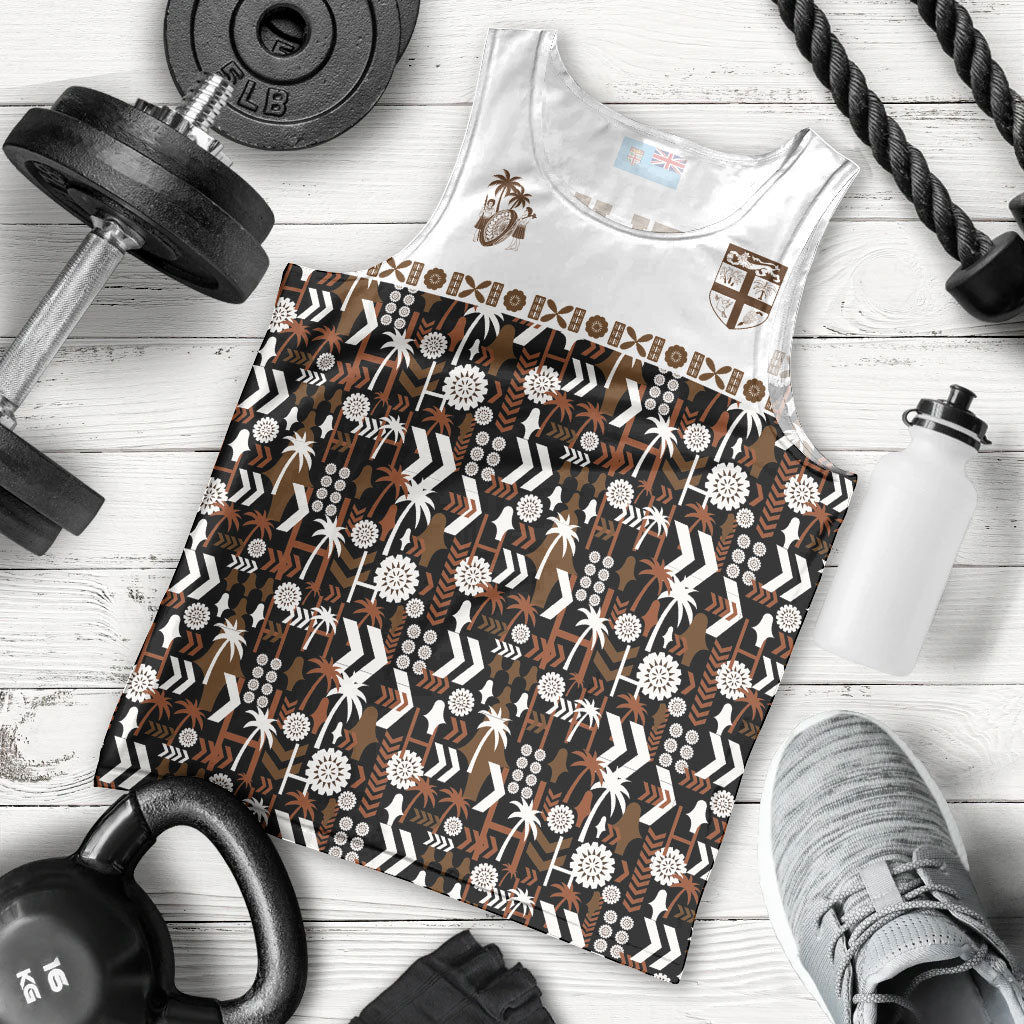 Fiji Bati Men Tank Top Masi-inspired Tapa Pattern