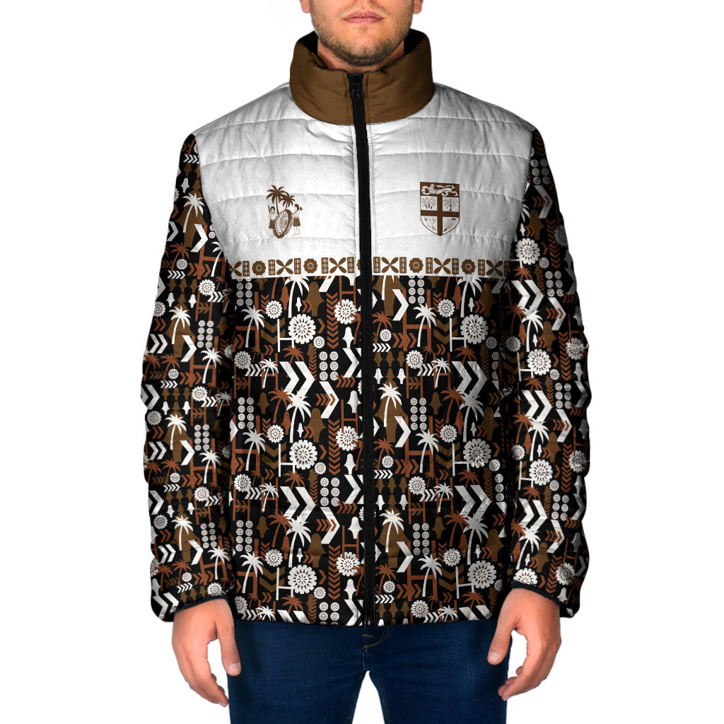 Fiji Bati Padded Jacket Masi-inspired Tapa Pattern LT9 Men Brown - Polynesian Pride