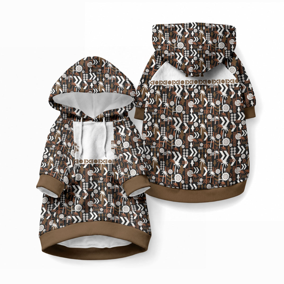 Fiji Bati Pet Hoodie Masi-inspired Tapa Pattern
