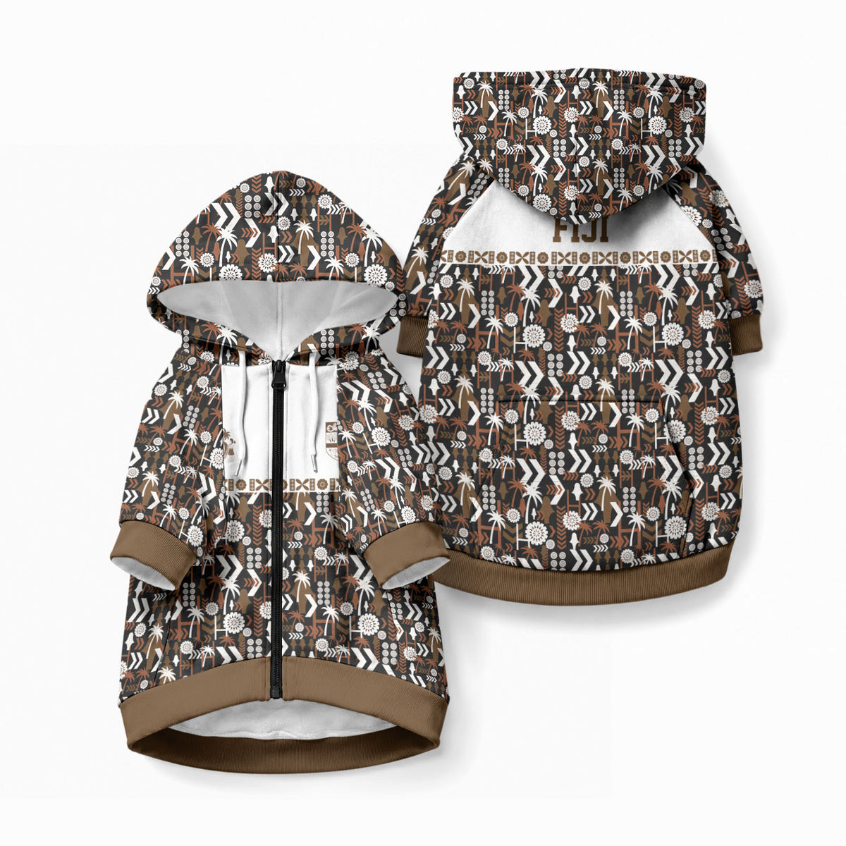 Fiji Bati Pet Hoodie Masi-inspired Tapa Pattern