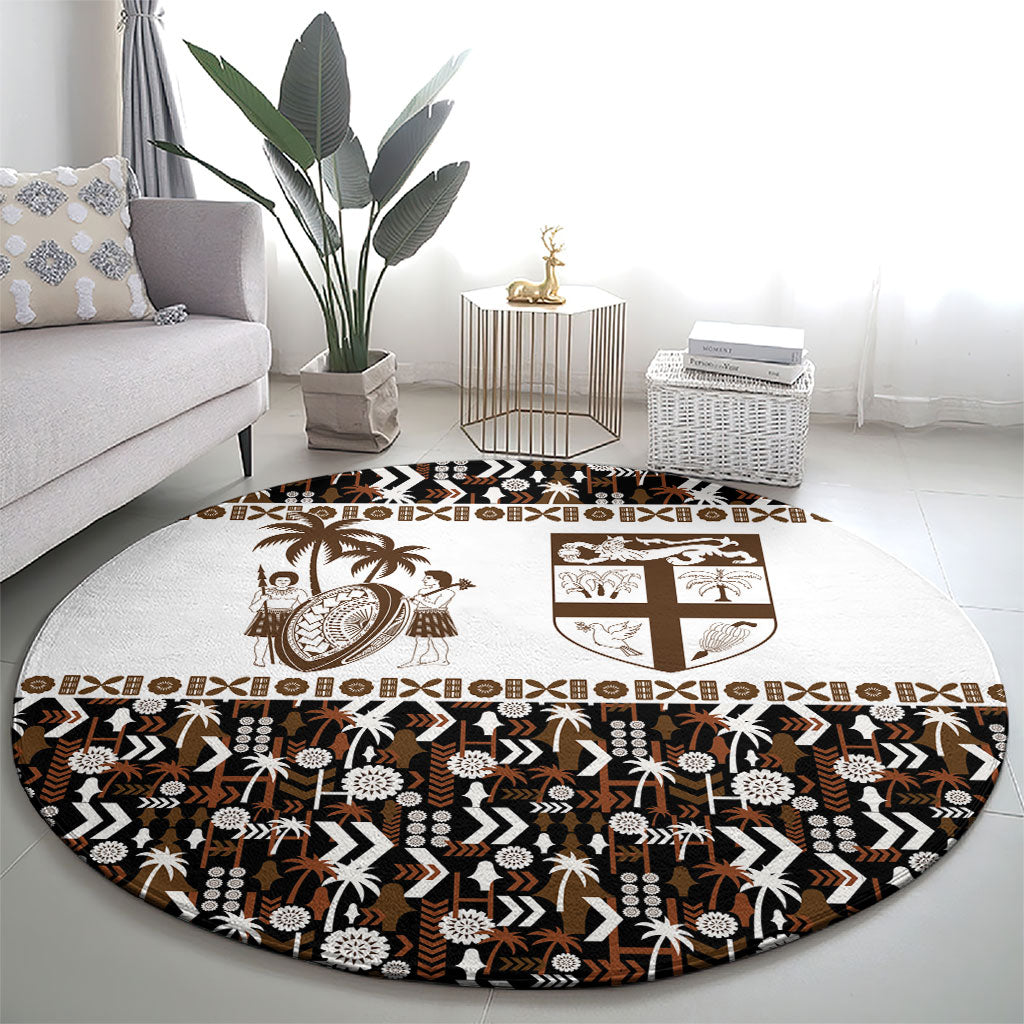 Fiji Bati Round Carpet Masi-inspired Tapa Pattern LT9 - Polynesian Pride
