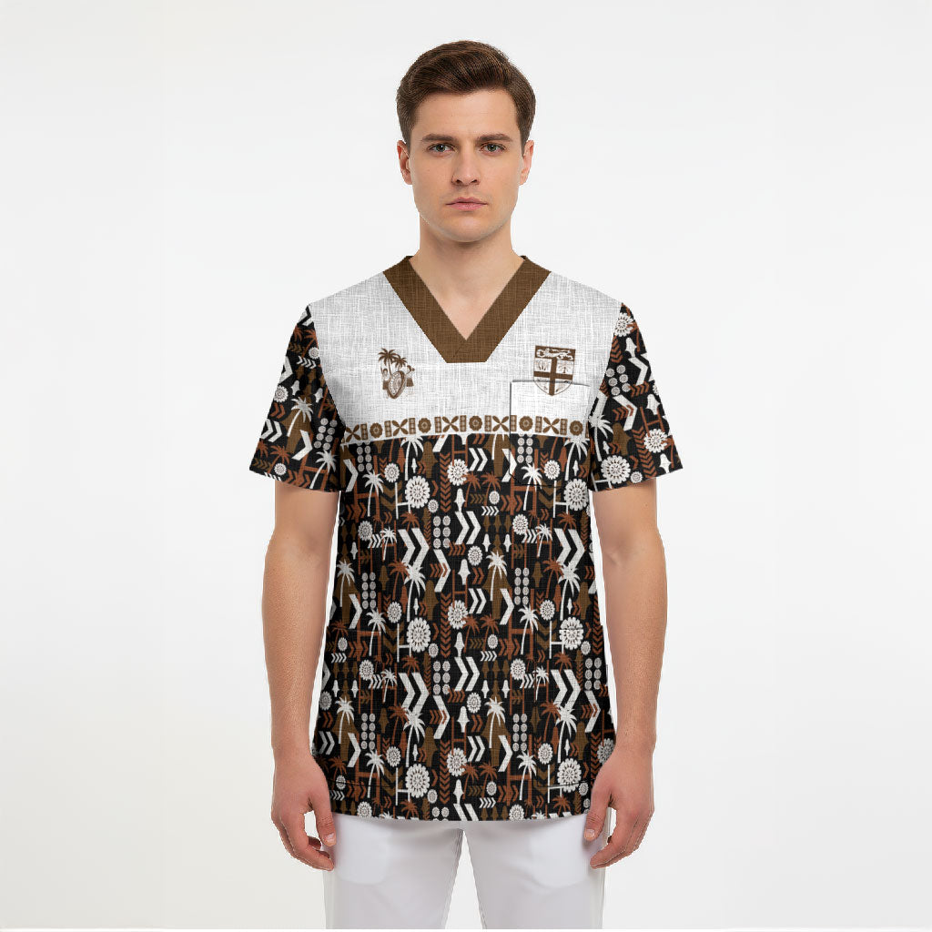Fiji Bati Scrub Top Masi-inspired Tapa Pattern LT9 - Polynesian Pride