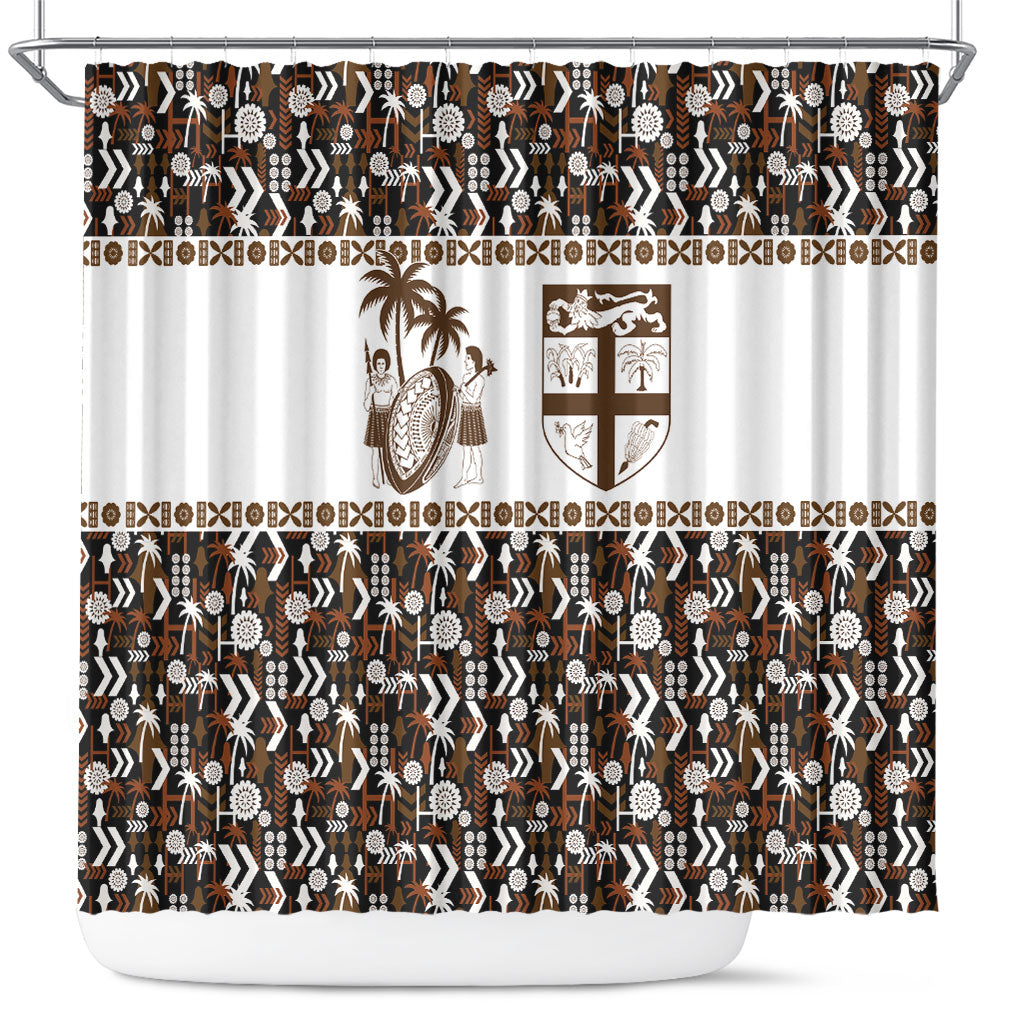 Fiji Bati Shower Curtain Masi-inspired Tapa Pattern LT9 Brown - Polynesian Pride