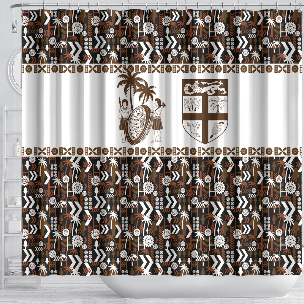 Fiji Bati Shower Curtain Masi-inspired Tapa Pattern LT9 - Polynesian Pride