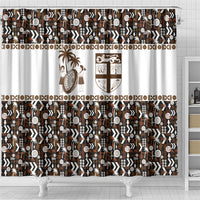 Fiji Bati Shower Curtain Masi-inspired Tapa Pattern LT9 - Polynesian Pride
