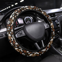 Fiji Bati Steering Wheel Cover Masi-inspired Tapa Pattern LT9 Universal Fit Brown - Polynesian Pride